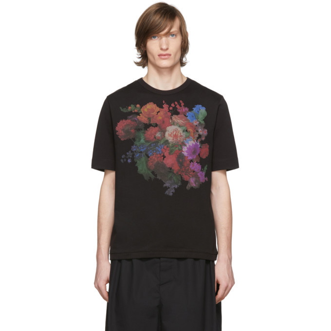 Photo: Dries Van Noten Black Floral Hobir T-Shirt