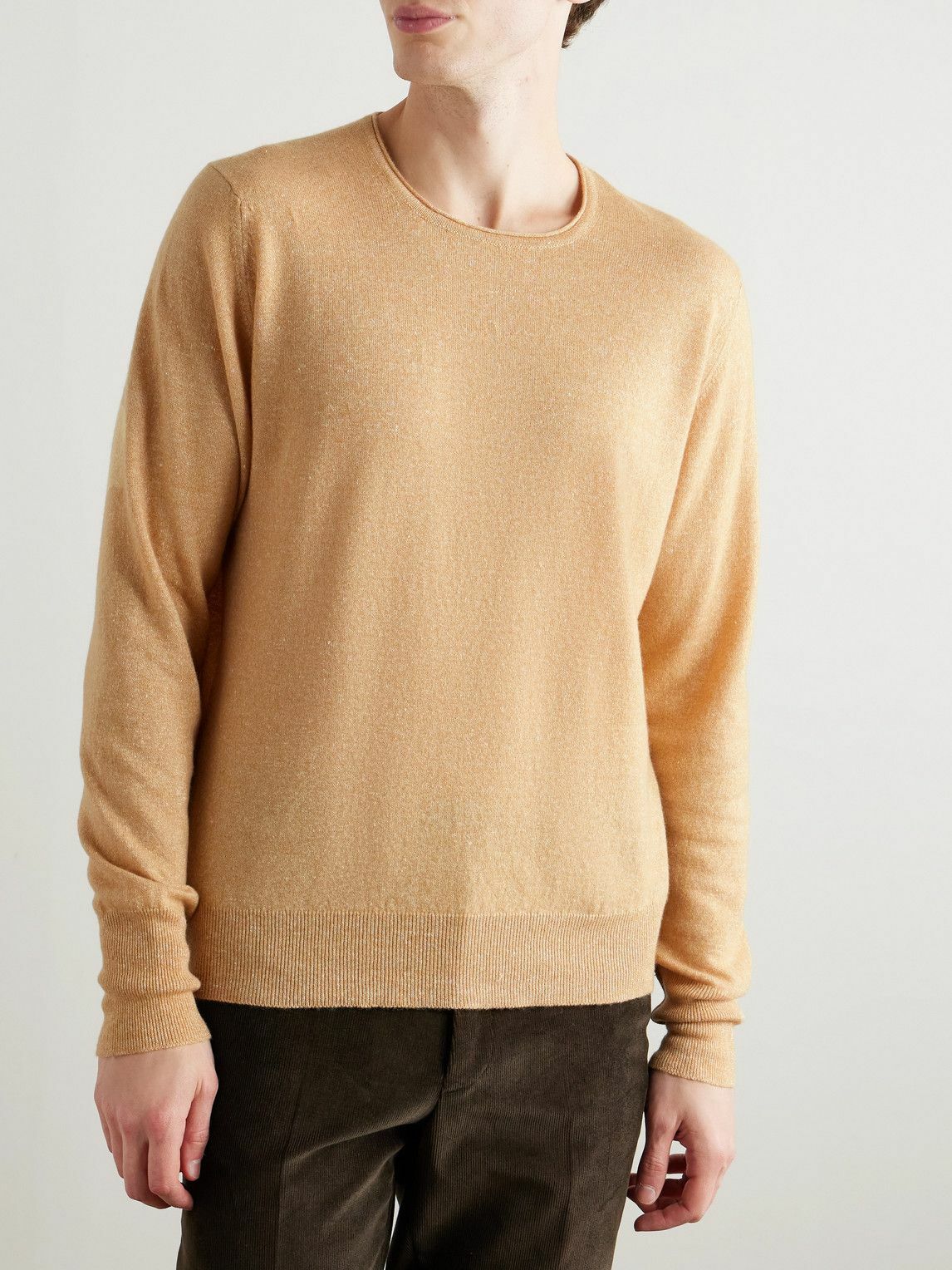 Kingsman - Slim-Fit Cashmere and Linen-Blend Sweater - Neutrals