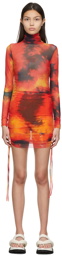 Marques Almeida Orange & Yellow Mesh Short Dress