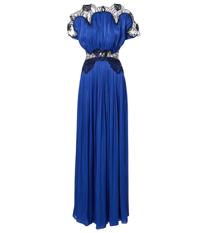 Photo: Costarellos Lace-trimmed Lurex georgette gown