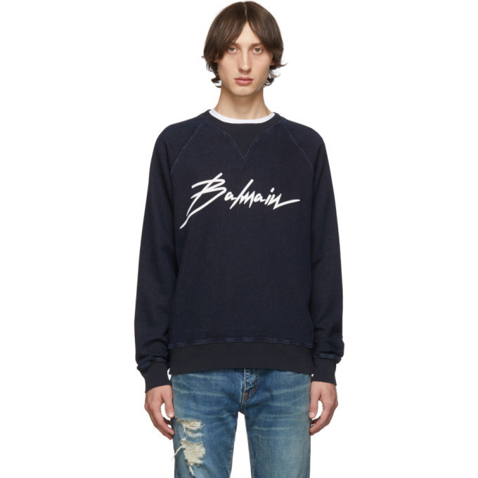 Photo: Balmain Blue Denim Sweatshirt