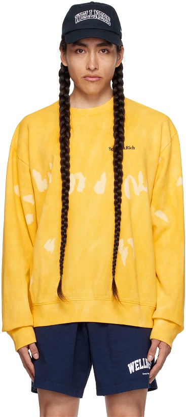 Photo: Sporty & Rich Yellow Serif Sweatshirt