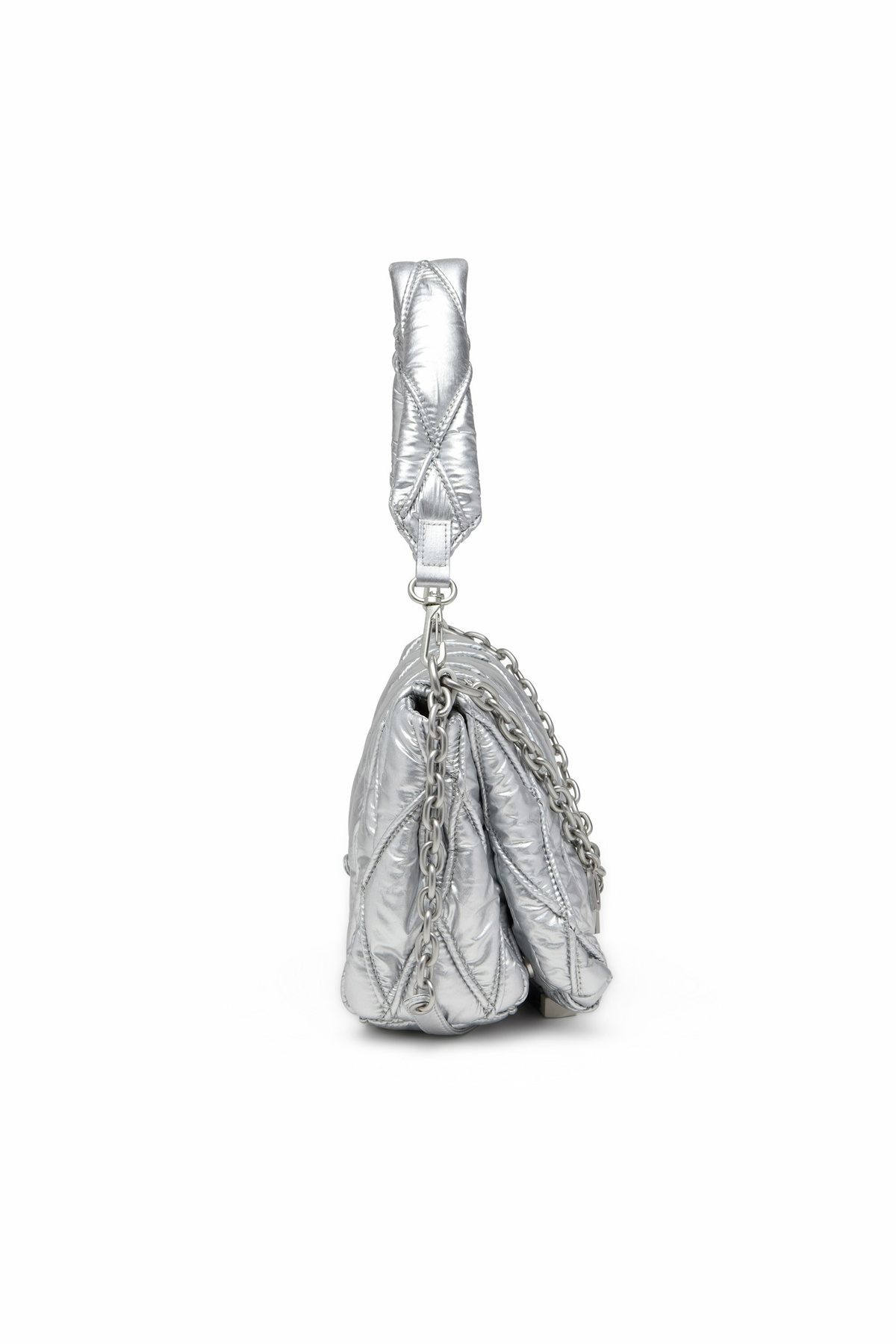 Diesel Charm-D M-Shoulder bag in quilted metallic nylon - Shoulder