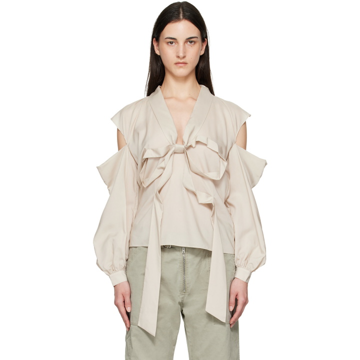 Photo: Acne Studios Beige Cut-Out Bow Blouse
