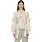 Acne Studios Beige Cut-Out Bow Blouse