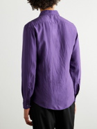 Barena - Maridola Tentor Cutaway-Collar Garment-Dyed Silk Shirt - Purple