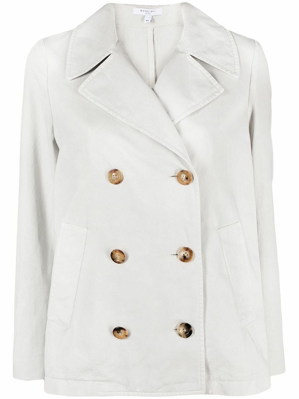 Photo: BOGLIOLI - Double-breasted Cotton And Linen Blend Coat