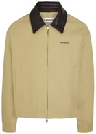Cole Buxton Leather Collar Logo-embroidery Cotton Jacket Sand