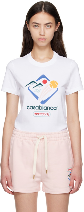 Photo: Casablanca White 'Casablanca' Montagne Sportif T-shirt