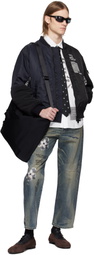 YOHJI YAMAMOTO Black Wool Gabardine Nylon Tape Tuck Bag