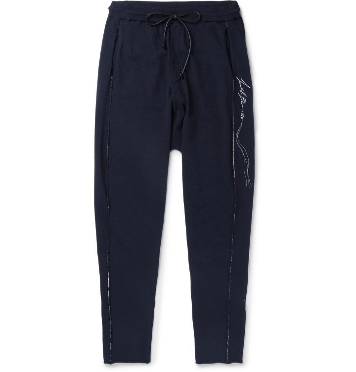 Photo: Isabel Benenato - Logo-Embroidered Knitted Sweatpants - Midnight blue