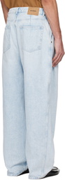 Hed Mayner Blue Pleated Jeans