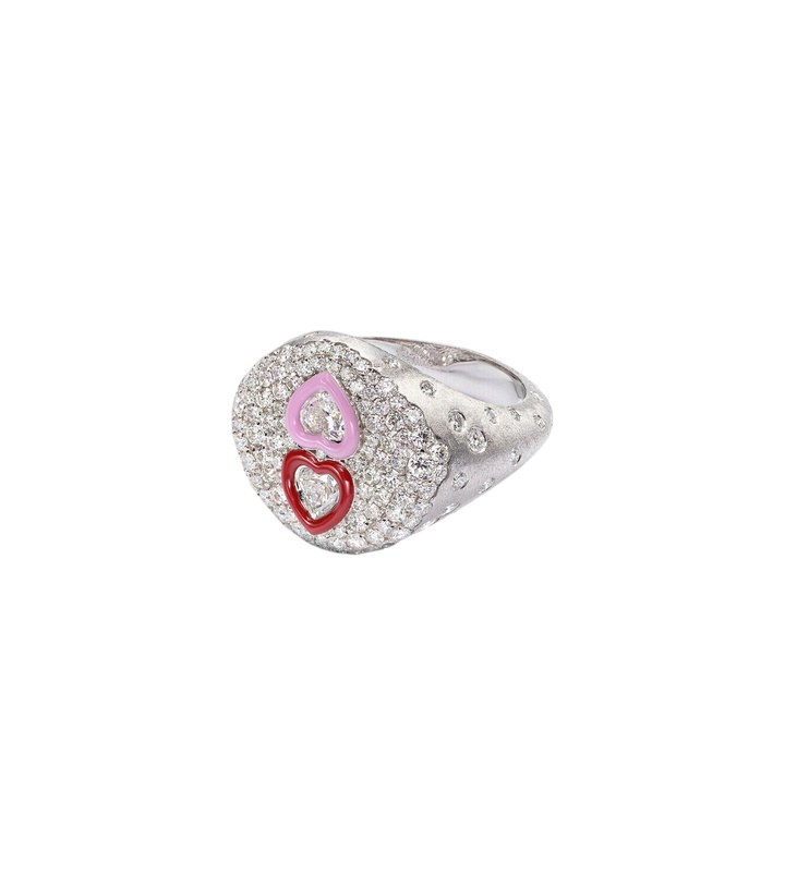 Photo: Kamyen 18kt white gold ring with diamonds and enamel