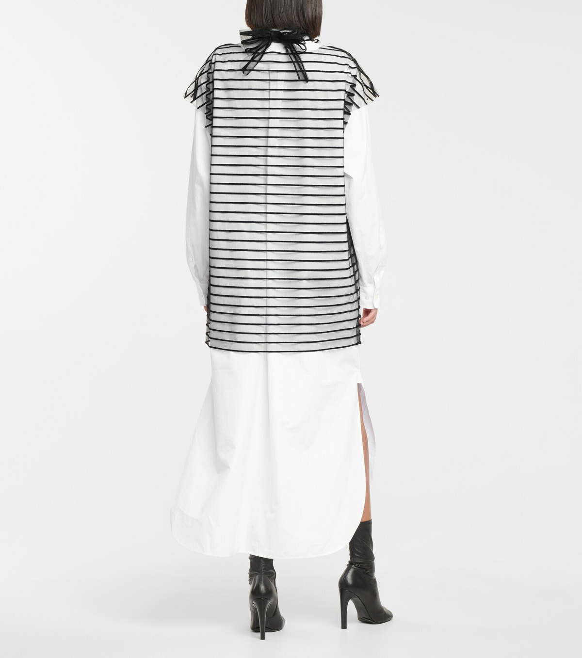 Dries Van Noten - Striped mesh tie-neck top