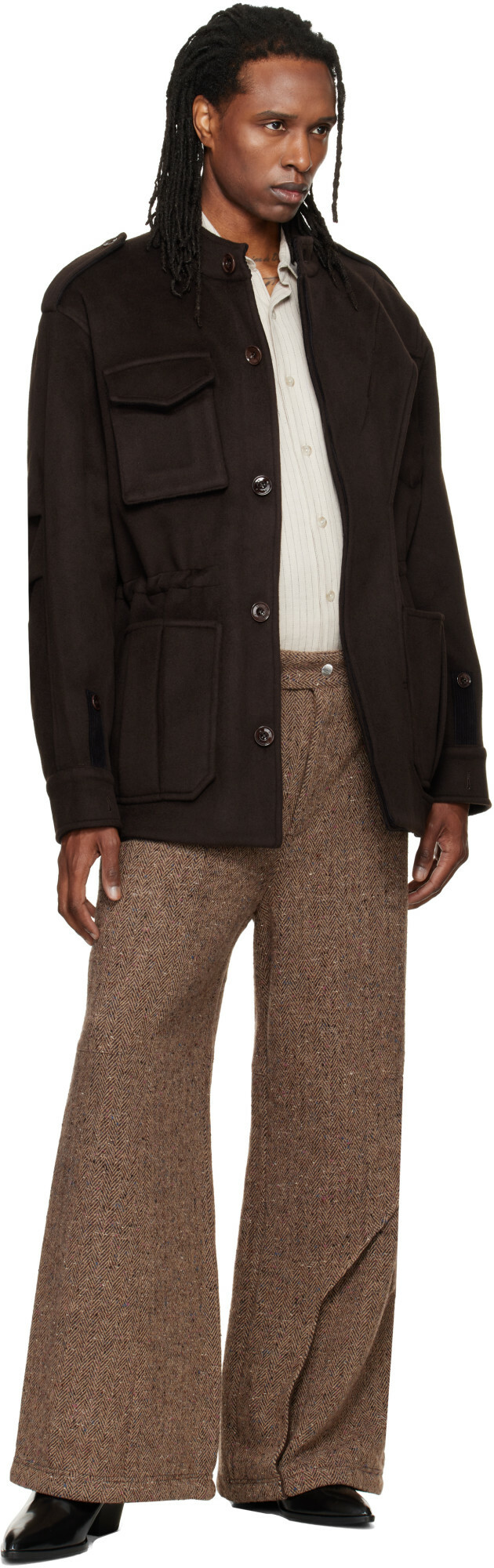 NULLUS Brown Deconstructed Parka Jacket