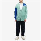 Noma t.d. Men's Hand Knitted Mohair Cardigan in Emerald/Blue