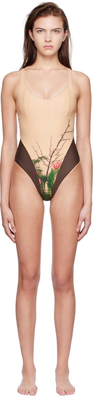 Photo: Stockholm (Surfboard) Club SSENSE Exclusive Brown Dani One-Piece Swimsuit