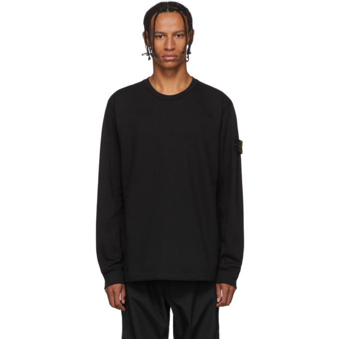 Photo: Stone Island Black Crewneck Long Sleeve T-Shirt