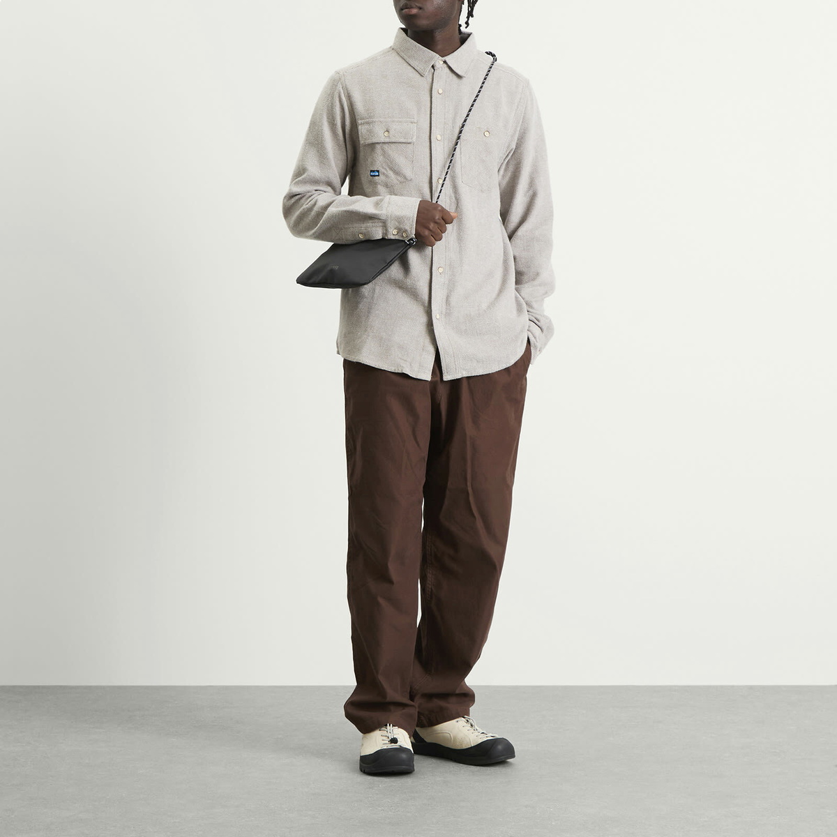 KAVU Men's Langley Herringbone Overshirt in Paper Birch