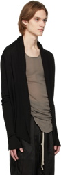 Rick Owens Black Long Wrap Cropped Back Cardigan