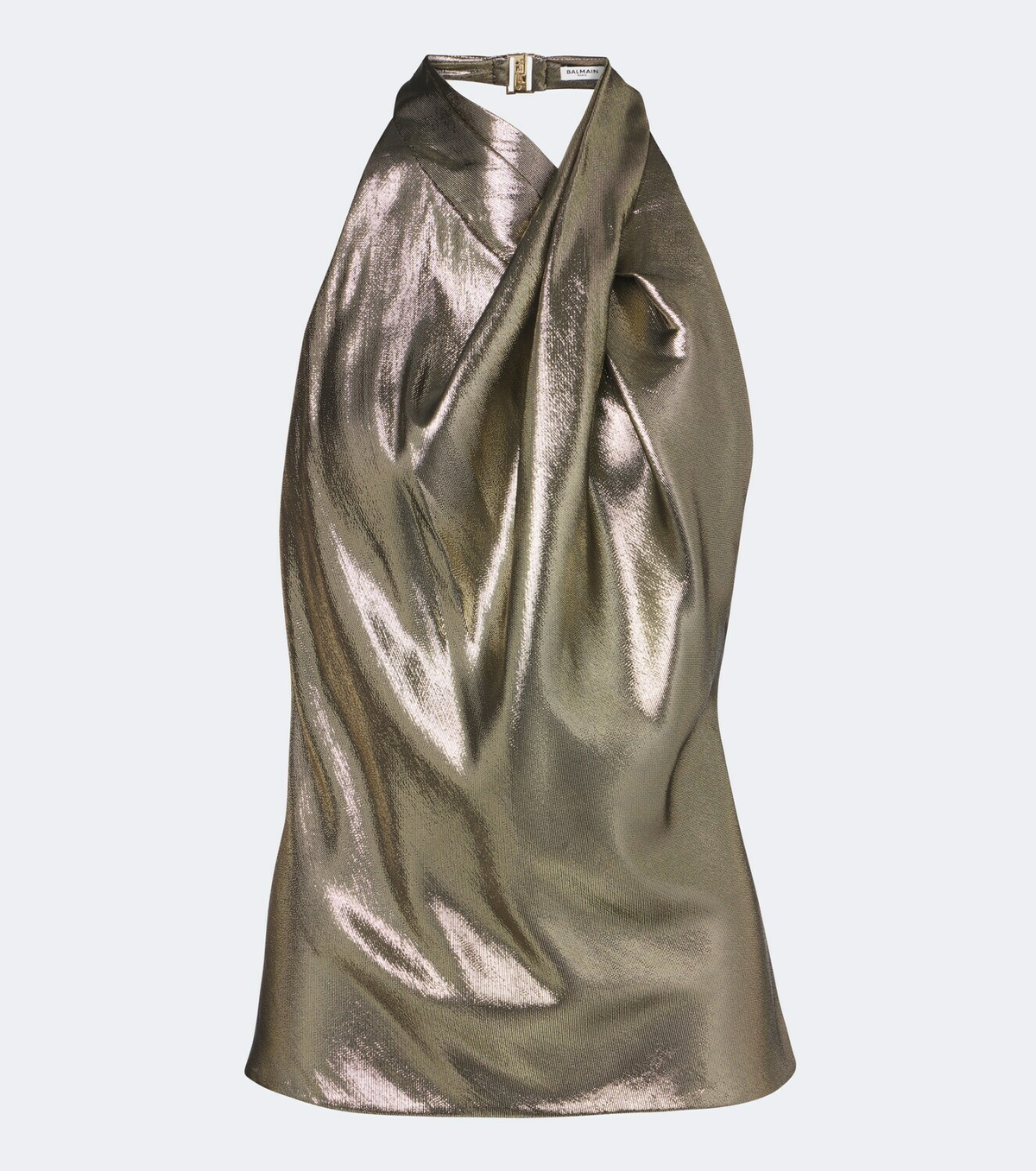 Balmain Draped halterneck silk-blend top