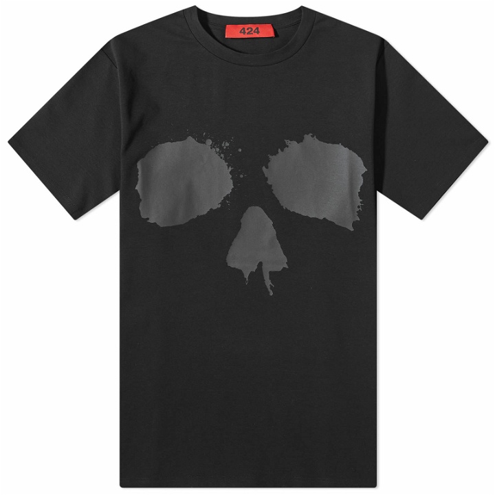 Photo: 424 Men's Skull T-Shirt in Black/Black