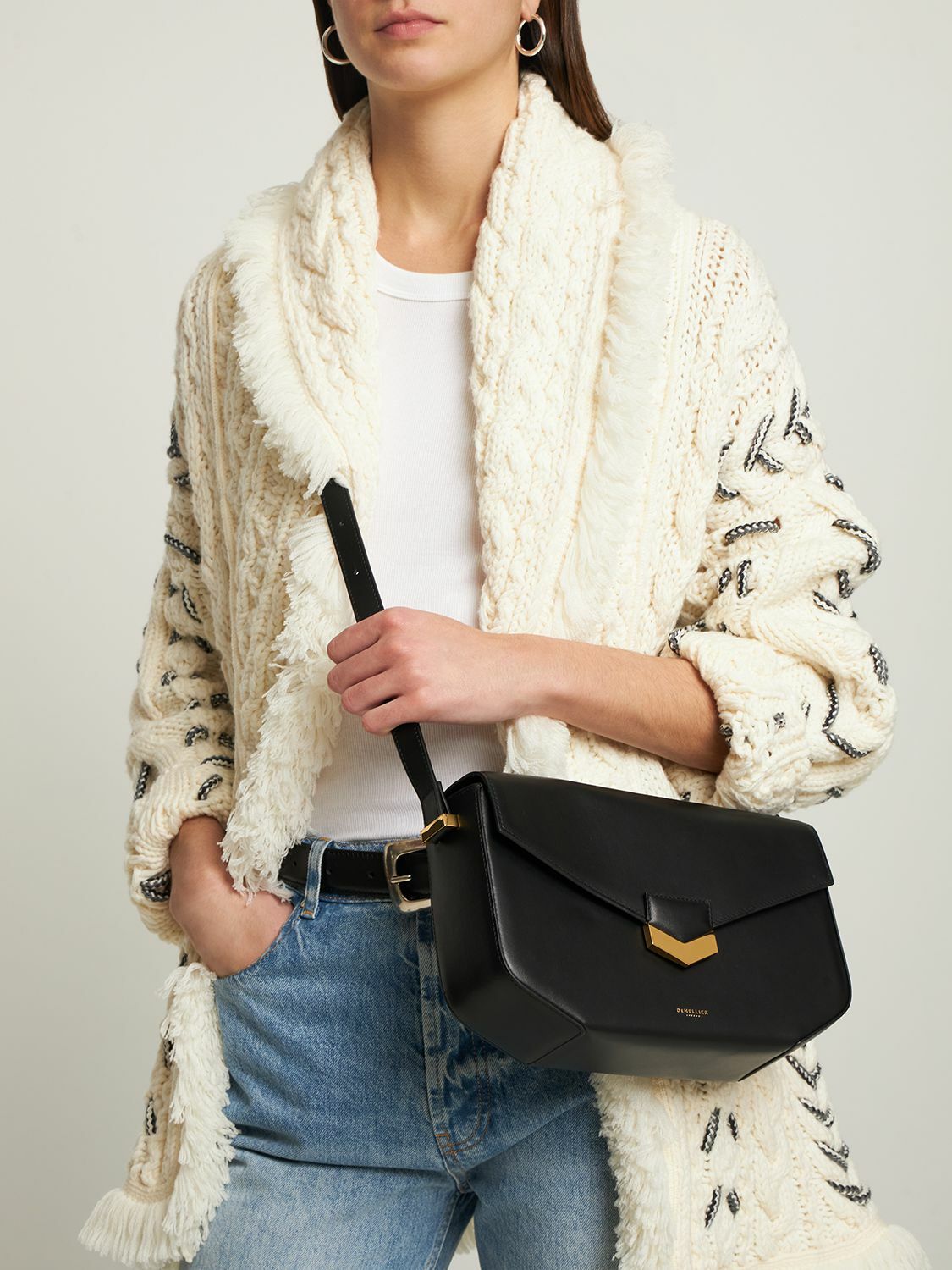DEMELLIER Midi London Leather Shoulder Bag