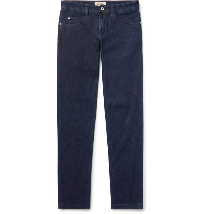 Photo: Loro Piana - Slim-Fit Cotton and Cashmere-Blend Denim Jeans - Navy