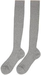 Brunello Cucinelli Grey Cotton Long Socks