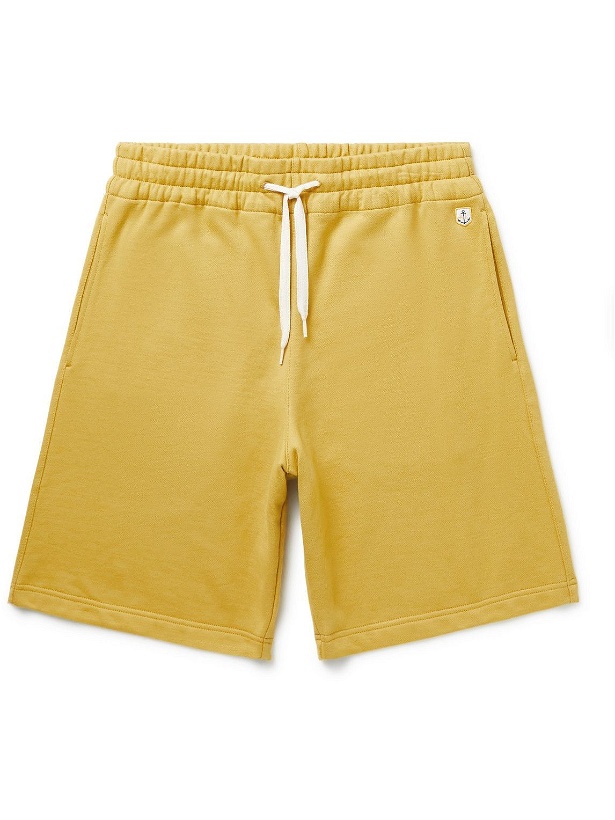 Photo: Armor Lux - Straight-Leg Logo-Appliquéd Cotton-Jersey Drawstring Shorts - Yellow