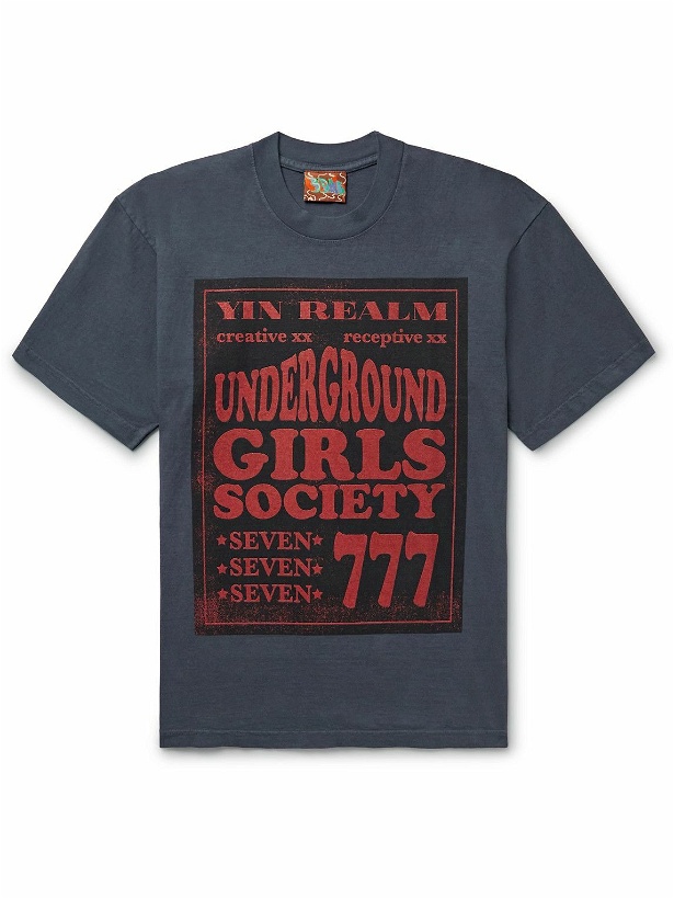 Photo: COME TEES - Underground Girls Society Raver Printed Cotton-Jersey T-Shirt - Gray