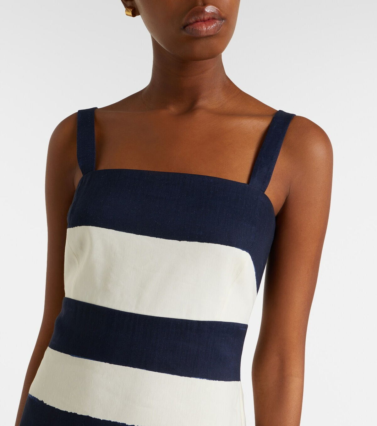 Veronica Beard Ella striped linen-blend midi dress
