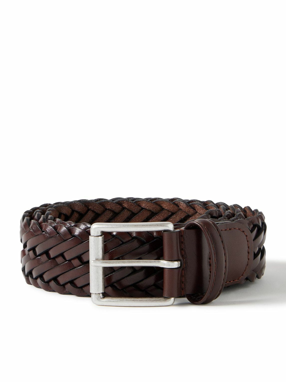 Anderson's - 3.5cm Woven Leather Belt - Brown