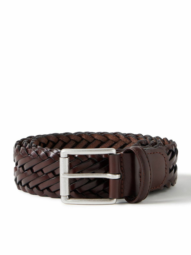 Photo: Anderson's - 3.5cm Woven Leather Belt - Brown