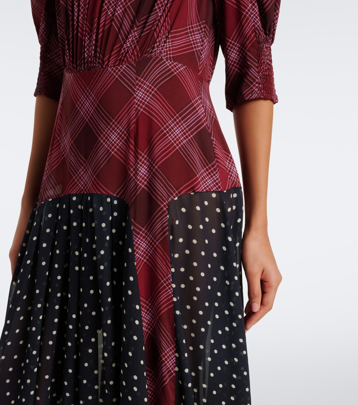 Rixo Meg plaid and polka-dot maxi dress