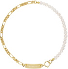 IN GOLD WE TRUST PARIS Gold Thin Figaro Chain & Pearl Necklace