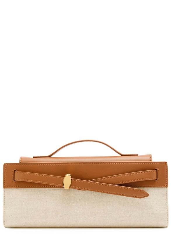 Photo: Veronica Beard Dash Leather and Canvas Clutch - Cream - One Size