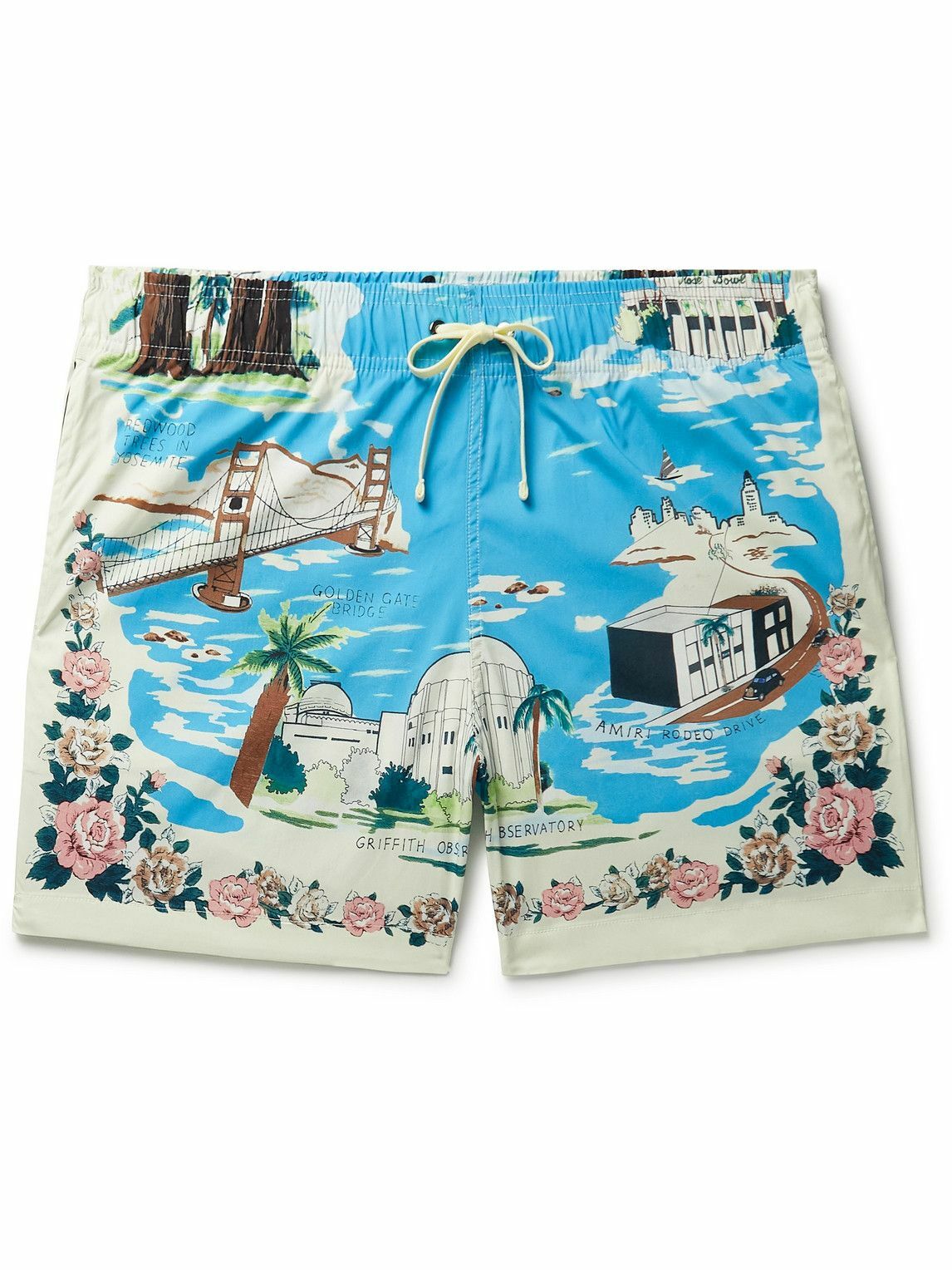 AMIRI - Straight-Leg Mid-Length Printed Swim Shorts - Blue Amiri
