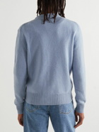 AMI PARIS - Logo-Embroidered Cashmere and Wool-Blend Cardigan - Blue