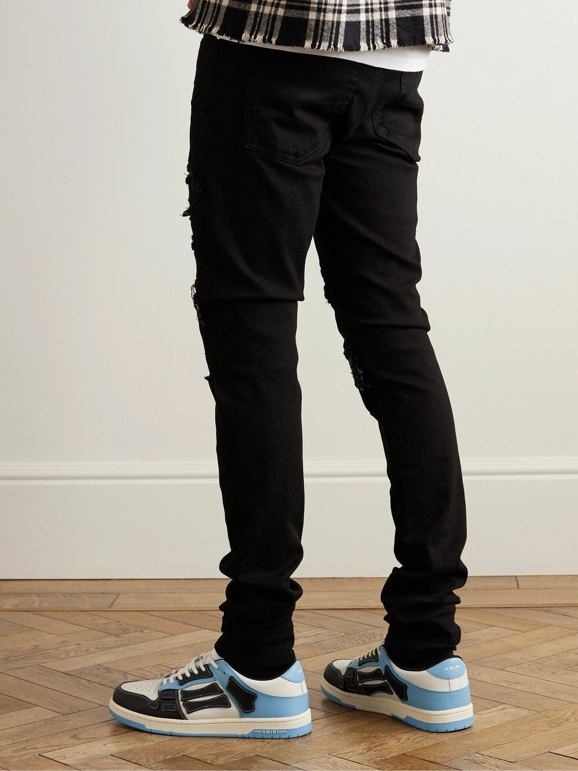 パンツ AMIRI Leather Thrasher Jean Black AMIRI Leather Thrasher Skinny Jeans Black Men's - US