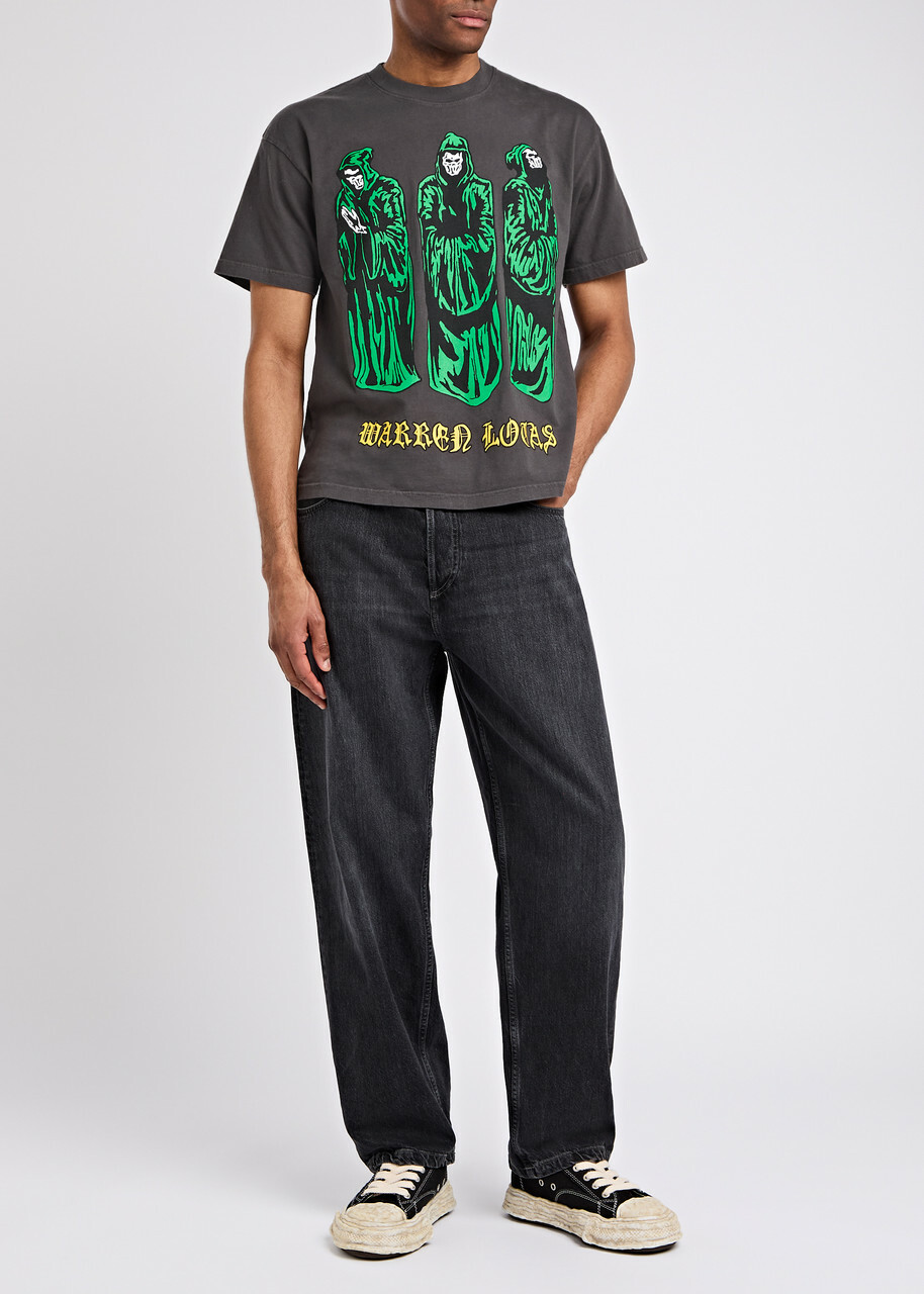 Warren Lotas Praying Druids Printed Cotton T-shirt Black