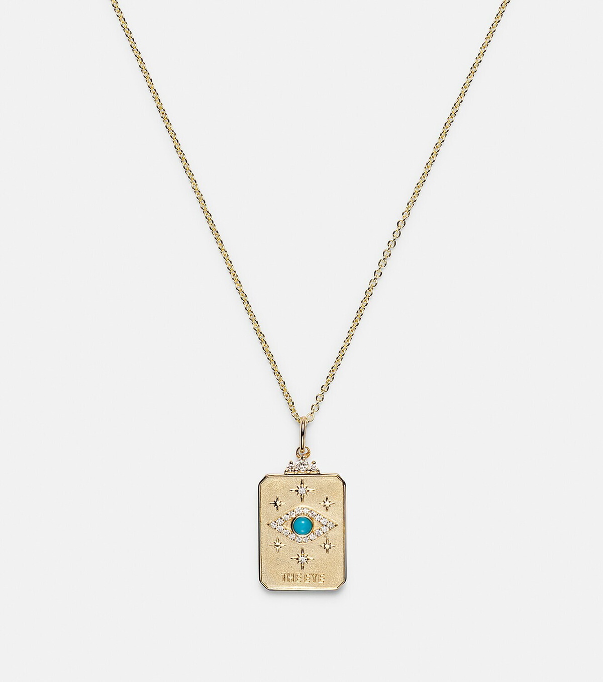 Sydney Evan Eye Tarot Card 14kt gold pendant necklace with turquoise and diamonds