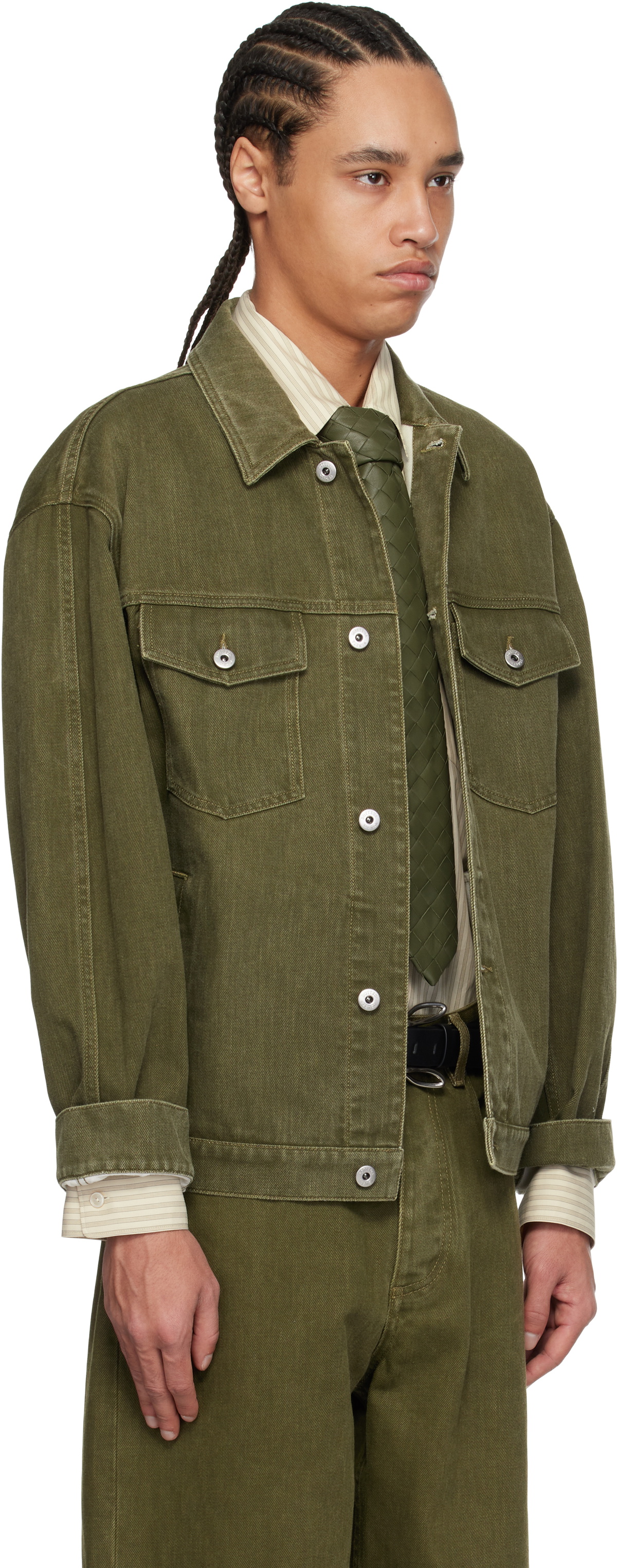 Bottega Veneta Khaki Colored Denim Jacket