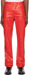 LU'U DAN Red Straight Leg Leather Pants