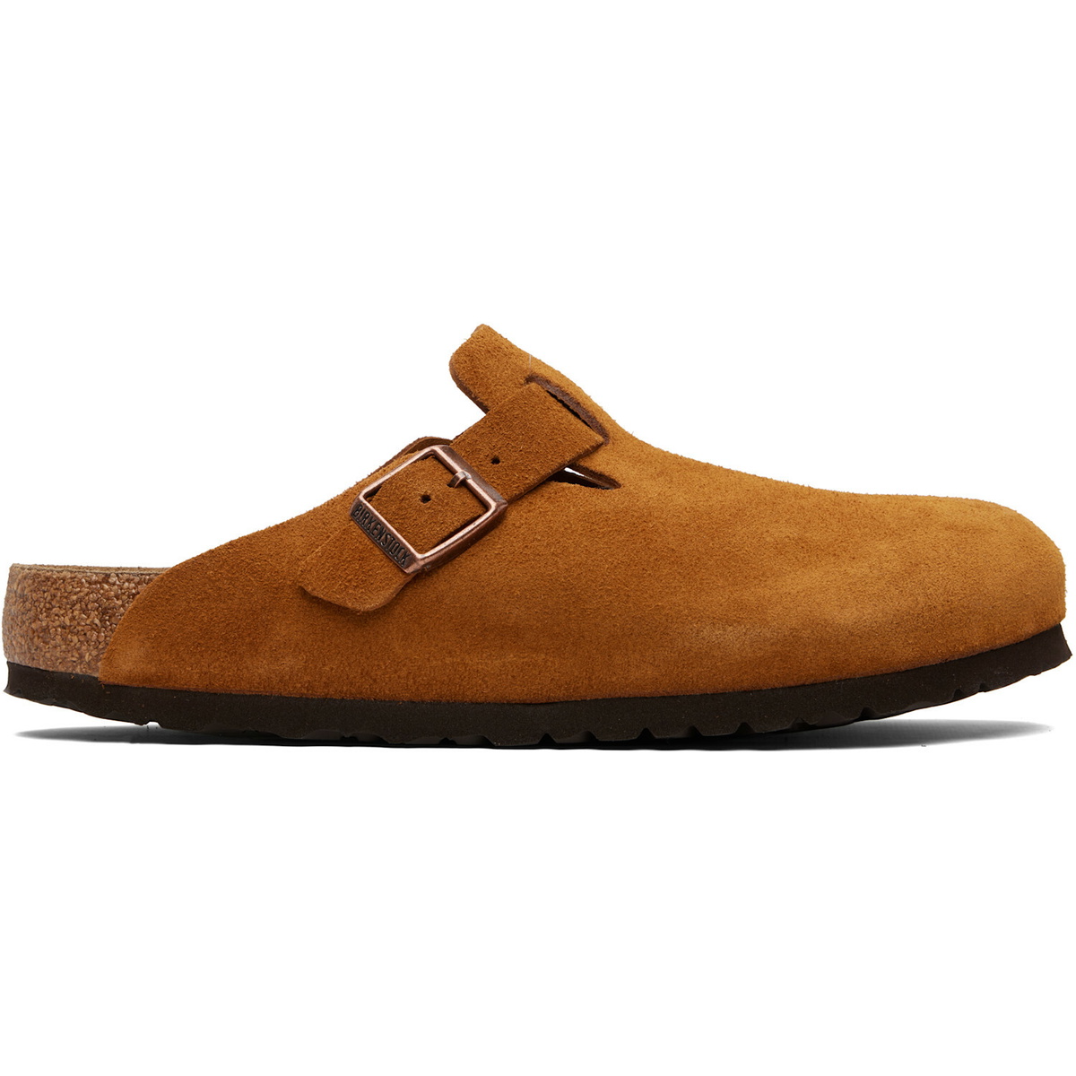 Birkenstock Tan Regular Boston Soft Footbed Suede Leather Loafers