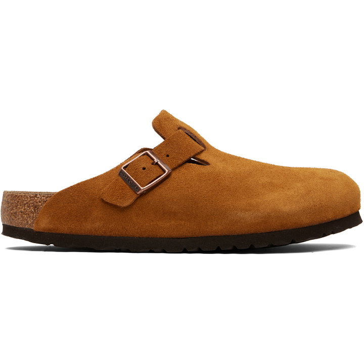 Photo: Birkenstock Tan Regular Boston Soft Footbed Suede Leather Loafers