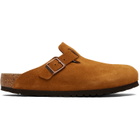 Birkenstock Tan Regular Boston Soft Footbed Suede Leather Loafers