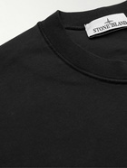 Stone Island - Logo-Appliquéd Garment-Dyed Cotton-Jersey Sweatshirt - Black