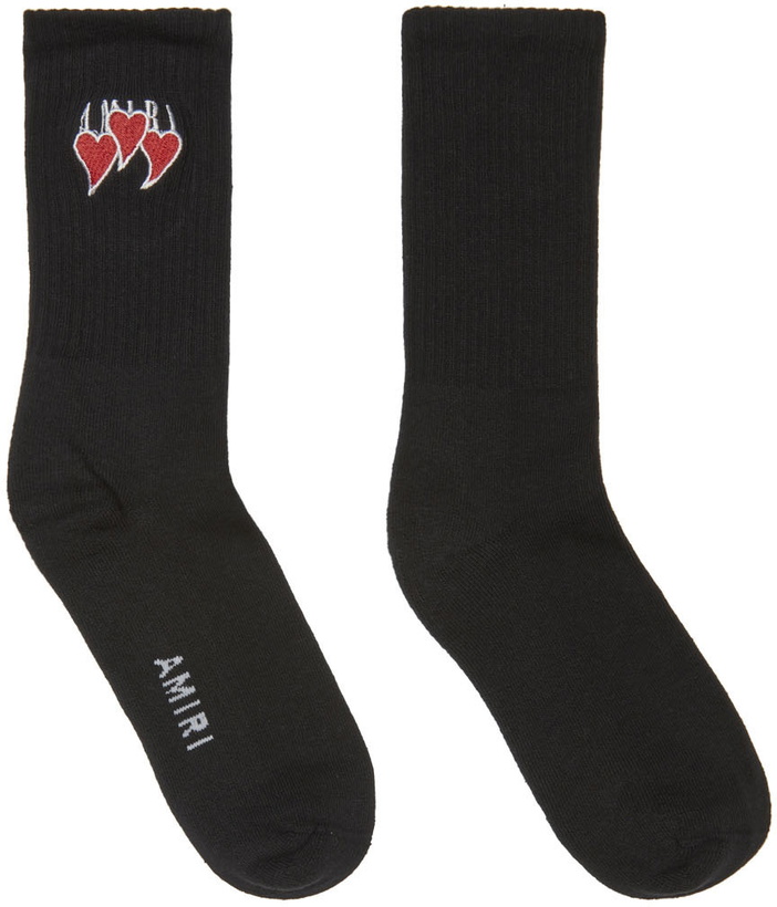 Photo: AMIRI Black 3 Hearts Socks