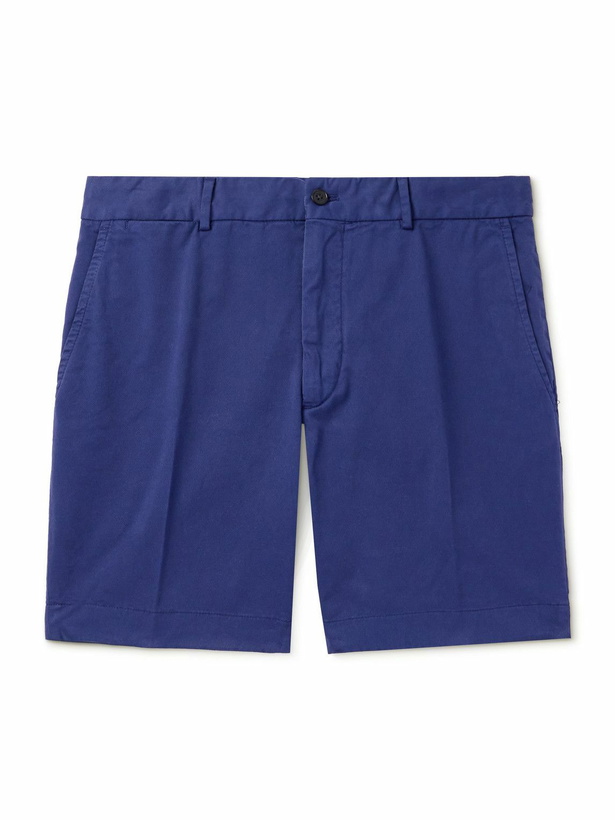 Photo: Ralph Lauren Purple label - Slim-Fit Straight-Leg Garment-Dyed Cotton-Blend Twill Shorts - Blue